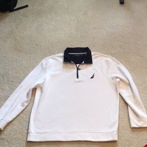 Nautica White and Navy 1/4 Zip Pullover